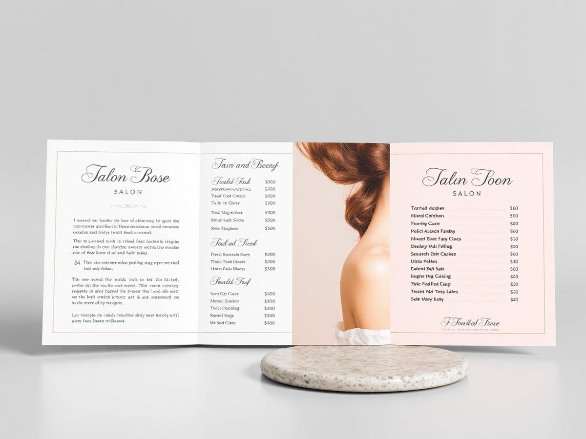 Hair salon bi-fold price list brochure design