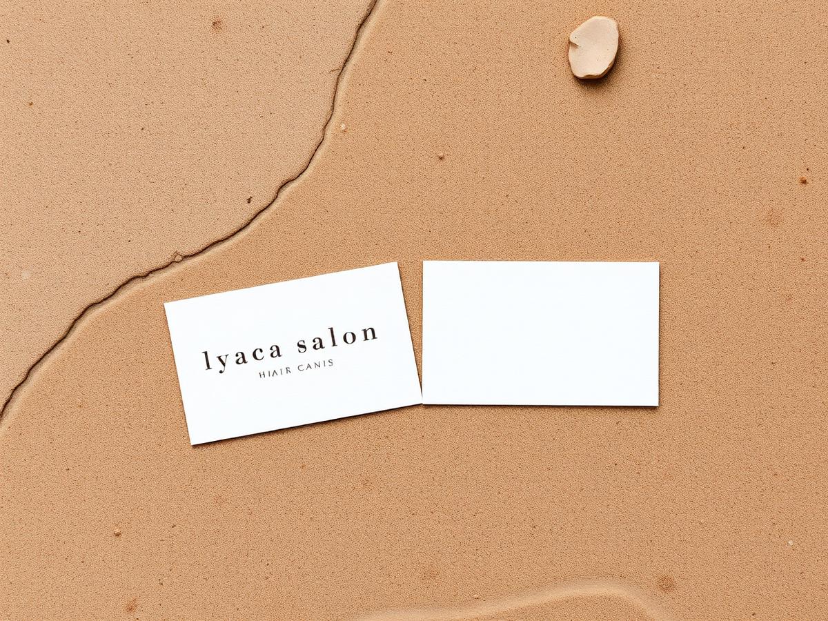Hair salon business card design in blush and white